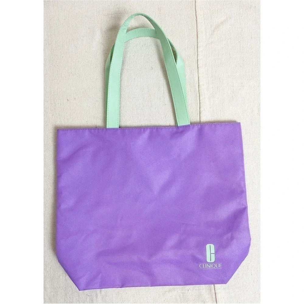 Clinique Purple & Mint Green Tote Bag